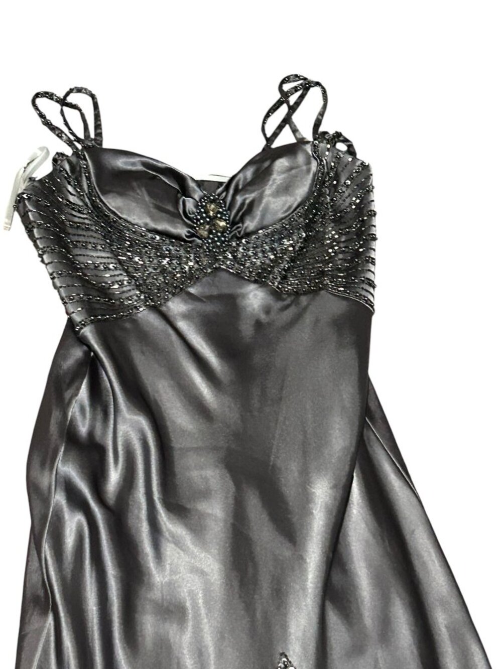 Camilla La Vie Elegant Silver Gray Statement Making Formal Gown - Picture 4 of 6